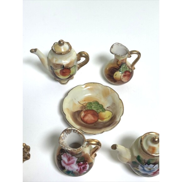 Vintage Set Of 3 Tea Minis Floral Enesco Imports Japan Miniature Porcelain - Picture 4 of 6